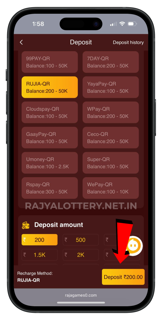 rajyalottery-deposit-page